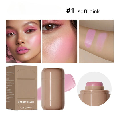 3In1 Cheek Lip Tinted Moistured Blush Stick Waterproof Easy Color Rouge Silky Smooth Blusher Cream Matte Contour Makeup